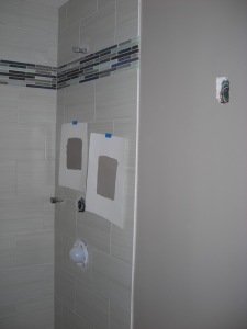 Chicago bathroom remodel, tile wall and painted wall