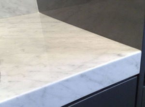 White Marble countertop w/ grey veining
